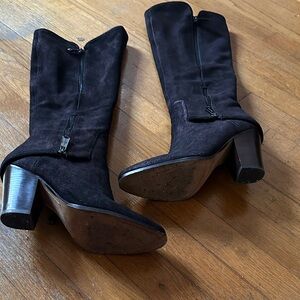 Donald J. Pliner Black Suede Heeled Boots